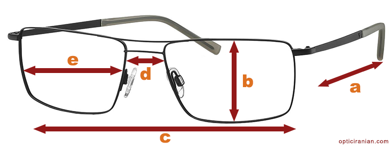 ابعاد و اندازه فریم عینک